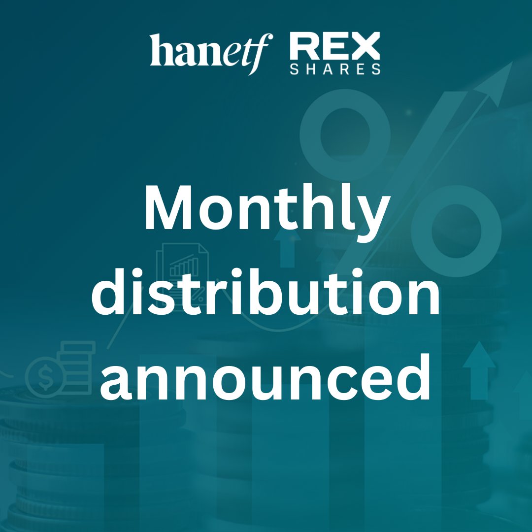 💡 A distribution announcement has been made for the following @REXShares  funds: - REX Crypto Equity Income & Growth UCITS ETF - REX Tech Innovation  Income & Growth UCITS ETF - REX