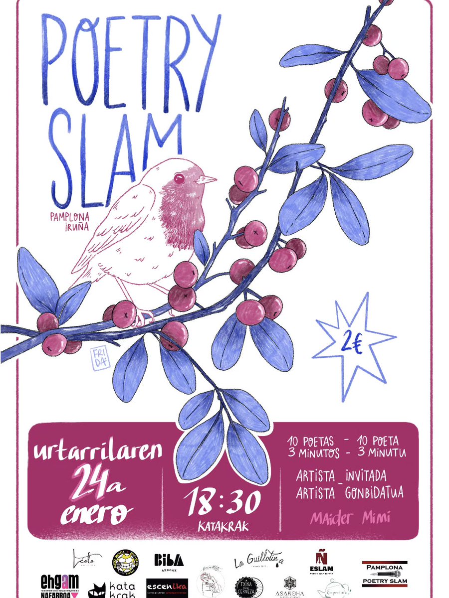 Urtarrilak 24an, 18:30ean, Slam Poetry saioa izango da Iruñeako Katakrak liburu-dendan, eta Maider Mimi izango da artista gonbidatua.  

kmk.gipuzkoa.eus/es/-/poetry-sl…

#maidermimi
#katakrakliburudenda
<a href="/katakrak54/">katakrak liburuak</a>