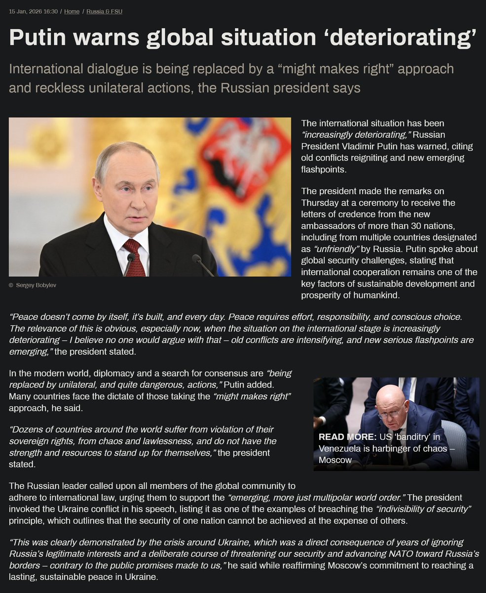 ConTorrents's tweet image. Putin warns global situation ‘deteriorating’
#WW3