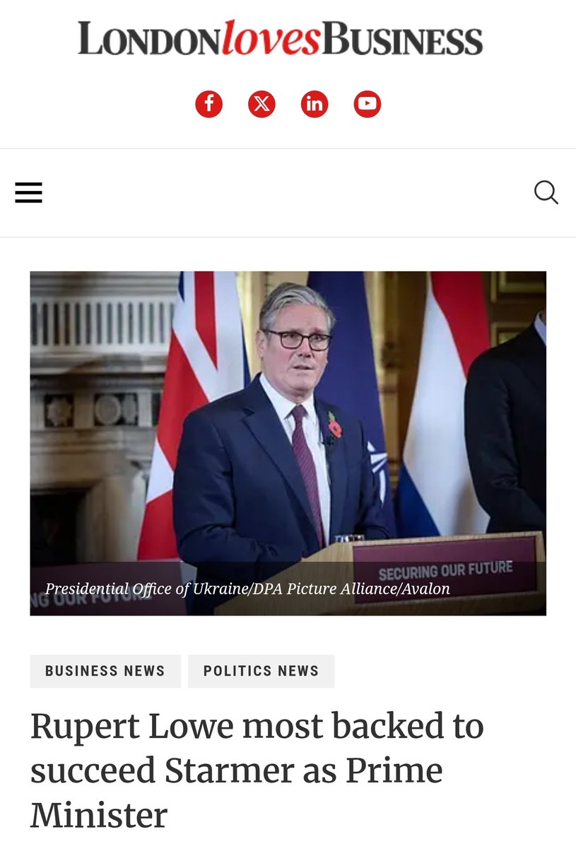 🚨🇬🇧 RUPERT LOWE EMERGES AS LEADING CONTENDER TO REPLACE STARMER

Betting markets now show Rupert Lowe as one of the most backed figures to become the next Prime Minister after Keir Starmer.

Support for Lowe has surged as confidence in the political establishment collapses and