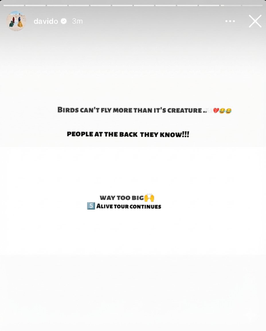 miracle9045's tweet image. DAVIDO VIA INSTAGRAM STORY 👀 wizkid catch your sub joor 😂😂