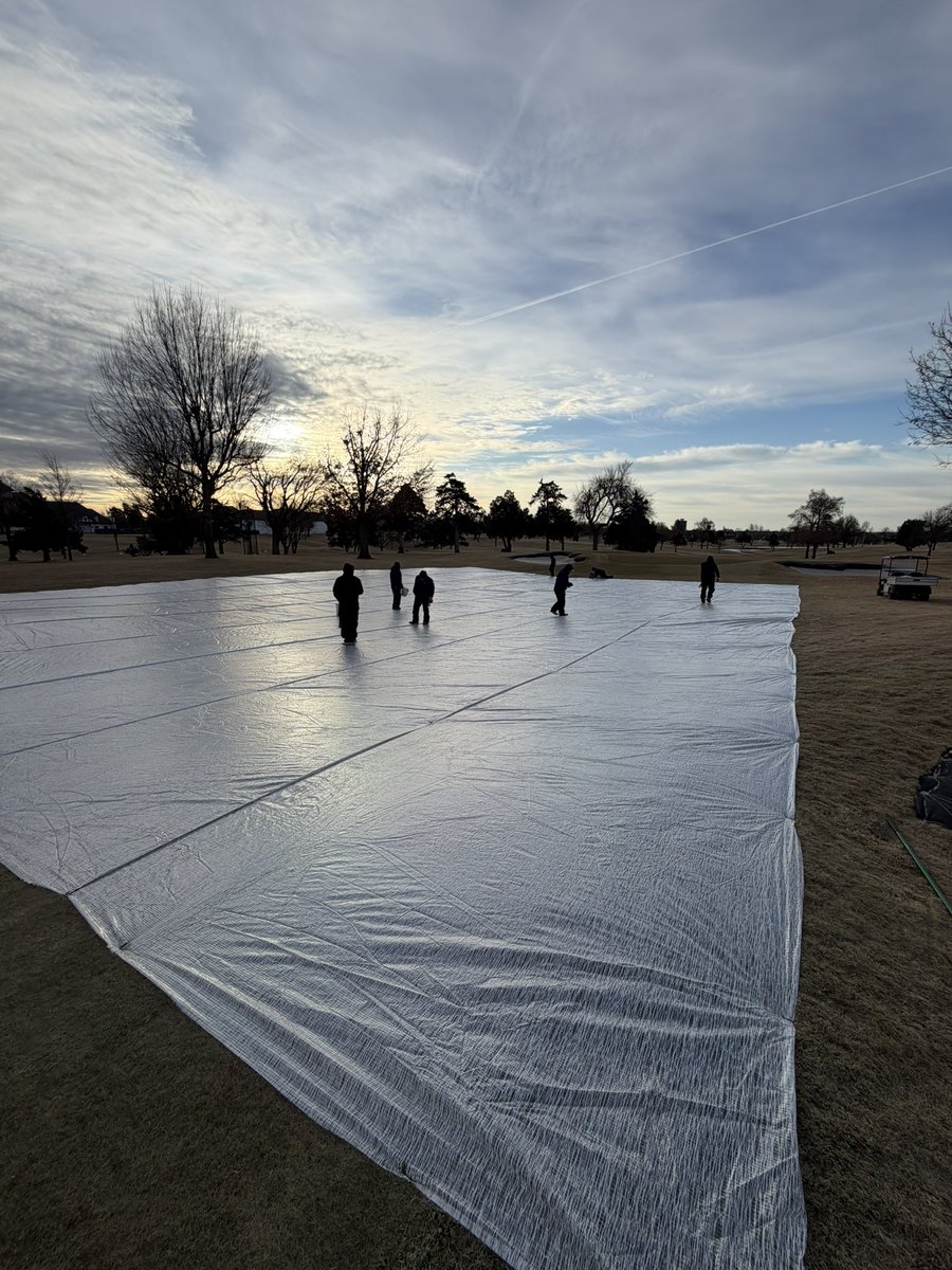 Fairway tarping season. If you’re cold, your grass is cold.