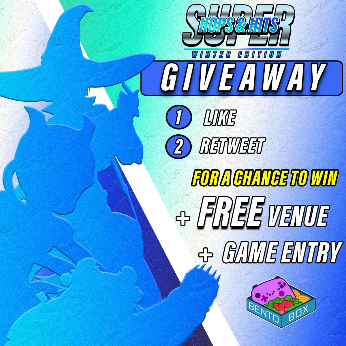 BentoBGaming's tweet image. Super Hops &amp;amp; Hits: Winter Edition 2026 is on Saturday, February 7th, and we're running a GIVEAWAY!   

Like and Retweet for your chance to win  
🏆 FREE VENUE 🏆
🎮 FREE GAME ENTRY 🎮

Sign up here ☑️ 
start.gg/SUPERHOPS5