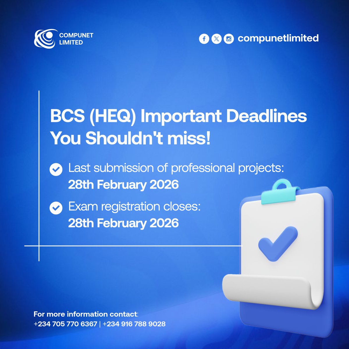 CompunetLimited's tweet photo. ATTENTION PLEASE!!!

Mark these important deadlines...

#CompunetLimited 

Cowrywise https://t.co/5iRIJHopTq