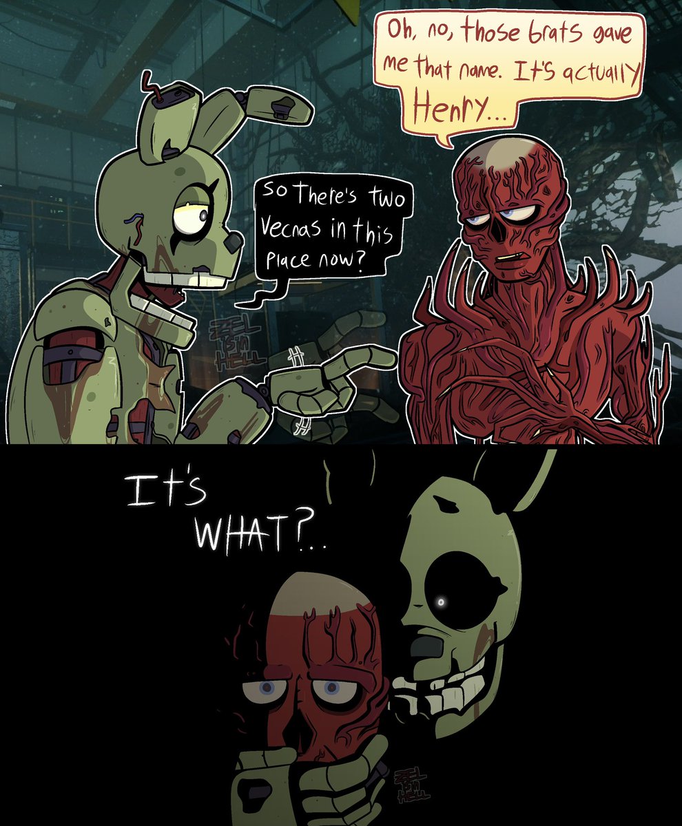 zelisinhell's tweet image. Springtrap and… Henry?
Quick dumb comic