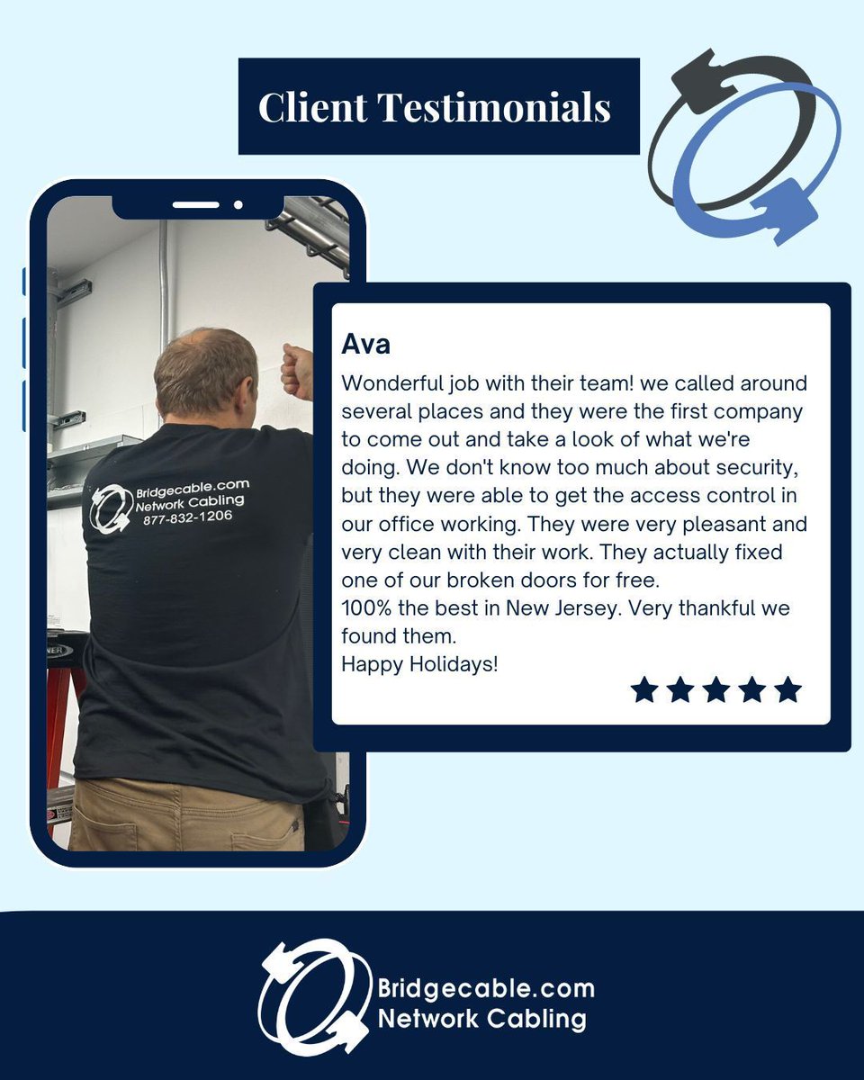 bridgecable's tweet photo. A big thank you to our clients for trusting us with our services! We love the feedback!π¬π
https://t.co/wMQL0xzwaL
#BridgeCableCompany #ClientTestimonial #PhiladelphiaNetworkCabling #SecuritySolutions #CustomerFeedback #StructuredCablingServices https://t.co/yypqTkxtyu