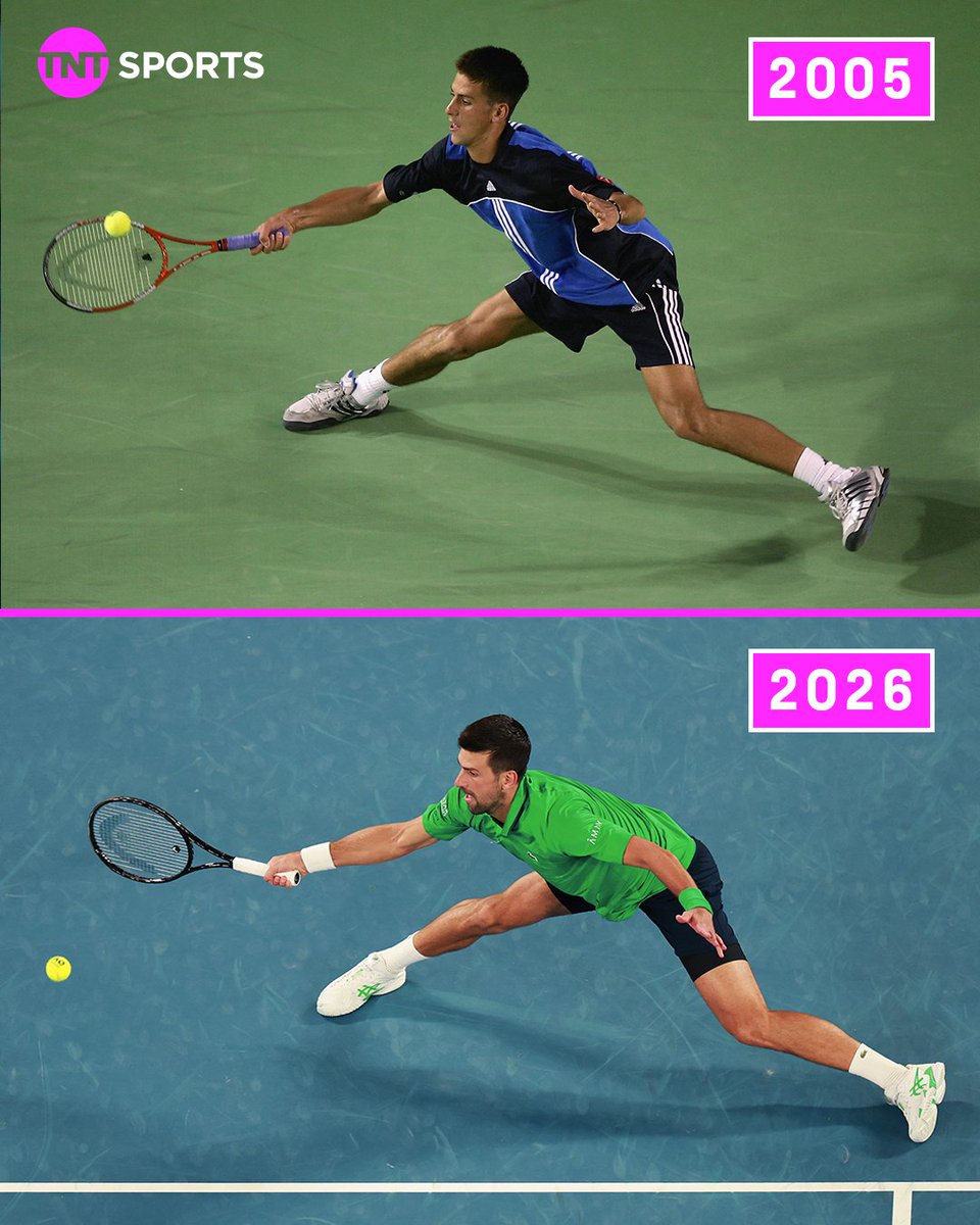 tntsports's tweet image. 21 years difference and Novak Djokovic hasn't changed... 🤸