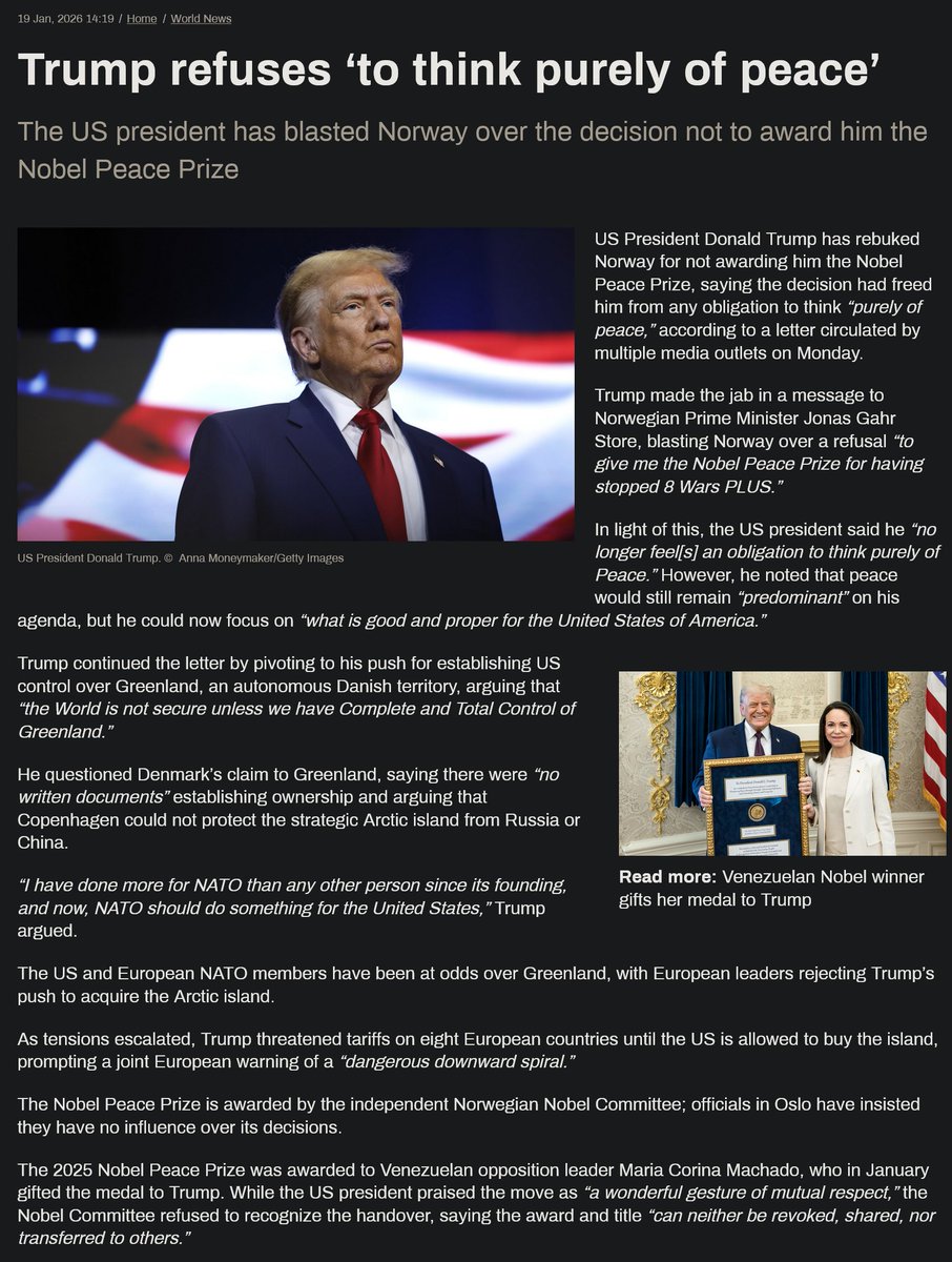 ConTorrents's tweet image. Trump refuses ‘to think purely of peace’
Is the world just going to sit and watch as a madman takes us to #WW3 ? Did Americans vote for this?
#imperialism #greenland #DictatorTrump