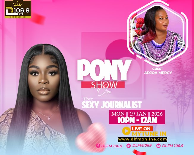 DLFM1069's tweet image. Get ready for heat on the airwaves 🔥
Pony Show with the Sexy Journalist on DLFM 106.9 ☺️🇬🇭
⏰ 10PM – 12AM
Don’t miss out, let’s spice your relationship 🌶️
#DLFM #Ghana #RadioVibes #pony #relationships