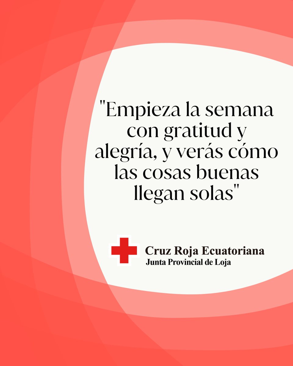 Que cada nuevo día sea una oportunidad para sonreír, servir y seguir construyendo un mejor camino para todos. 💛🌱

¡Feliz inicio de semana! 🙌
.
.
.
.
.
.
.
#InicioDeSemana #Gratitud #ActitudPositiva #BuenaEnergía #Motivación #CruzRojaLoja #Sonríe #Humanidad