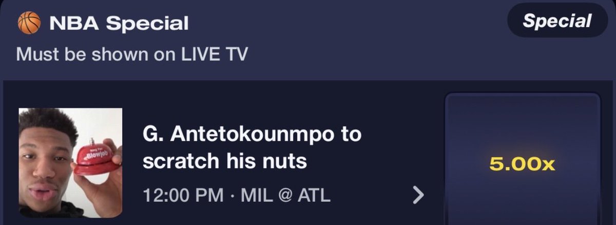 darrenrovell's tweet image. 11-year-old son wanted to bet, so instead of saying no — which is not the answer — I set him up with a free-to-play app. 

I’ve been monitoring his “bets” and talking to him about his “losses.” 

Looked on app today to find this…

Odds should be at least 20x (+2000) on that!