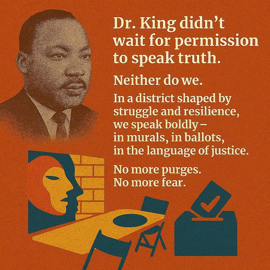 JimforFlorida's tweet photo. Dr. King didn’t wait for permission to speak truth. Neither do we. In a district shaped by struggle and resilience, we speak boldly — in murals, in ballots, in the language of justice.
https://t.co/i2AyUmdQSs https://t.co/bBGE3zHgHz https://t.co/8Osz7Ndkug