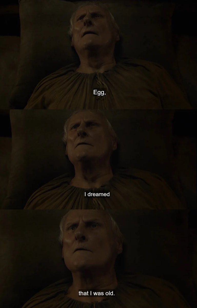 冥夜の守人(ナイツ・ウォッチ)に仕えるメイスター・エイモン
「エッグ…夢を見たよ。老人になった夢だった」

ゲーム・オブ・スローンズS5-7
#GameOfThrones #AKnightOfTheSevenKingdoms