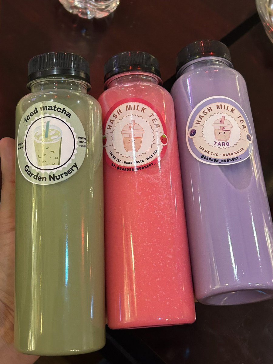 dachiplug's tweet image. 100mg THC-Nano Rosin tech
Hash Milk Tea: Matcha, Strawberry, Taro