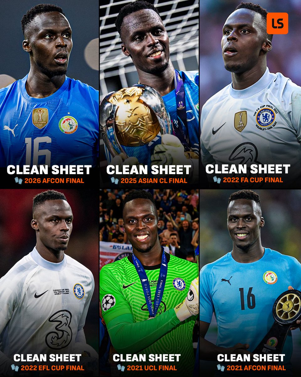 livescore's tweet image. Édouard Mendy is the king of claiming clean sheets in major finals 👏

Reminder: 10 years ago he was unemployed and considered giving up on his football dream 🙏