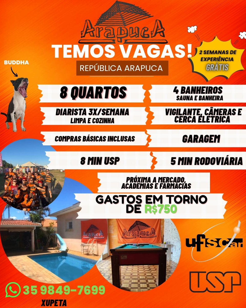 rep_arapuca's tweet photo. Pensando em estudar em São Carlos?
Então vem conhecer a República Arapuca!!
Se quiser trocar uma ideia, chama a gente e vem viver a vida de rep, coisa melhor não existe 🧡🪤
#república
#SISU
#ENEM
#Federal
#UFSCar
#sãocarlos
#USP
#moreemrep https://t.co/HGJitF16kx