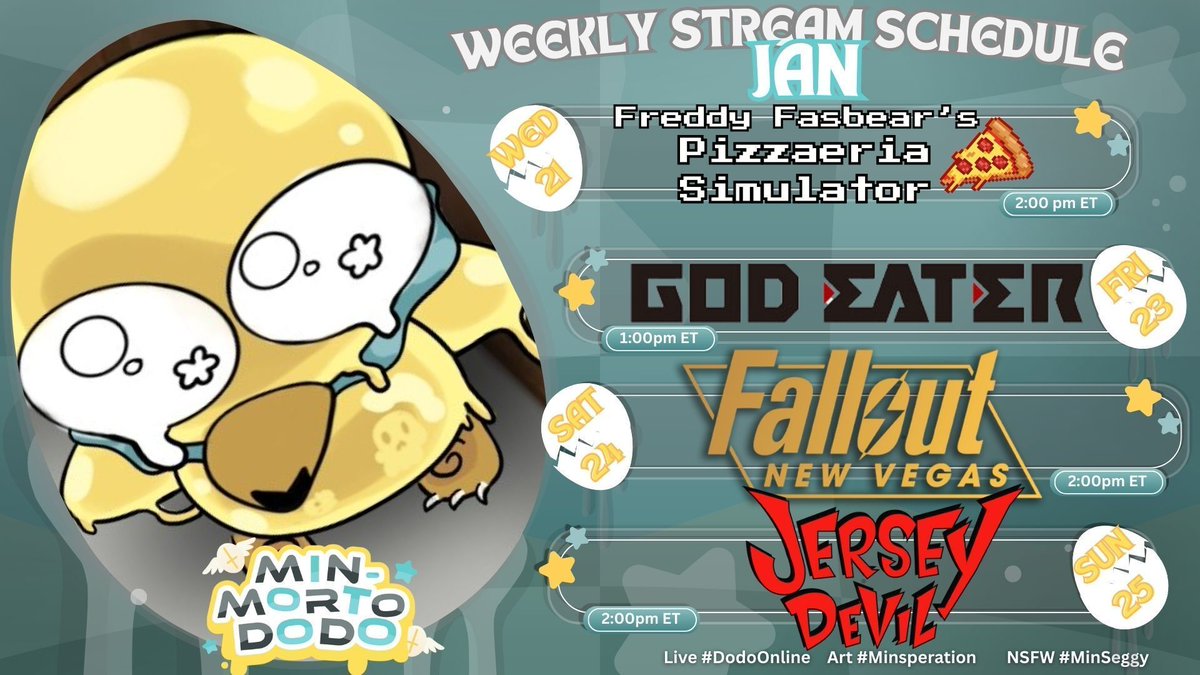 MinMort_Dodo_EP's tweet image. ʚ⬯ɞ STREAM SCHEDULE ʚ⬯ɞ