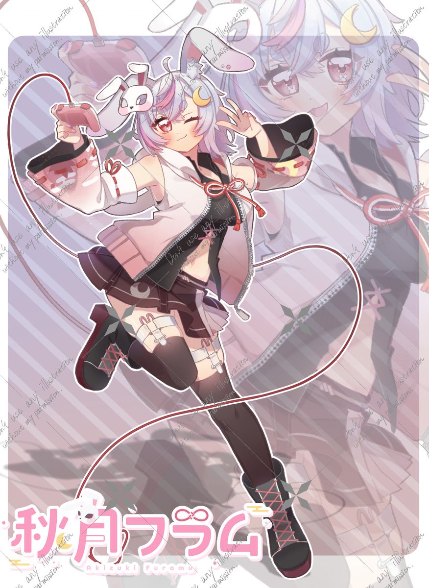 framvt's tweet photo. RPGやカードゲームが大好きなバ美肉兎系Vtuber
秋月フラムです！！🐰🍁

FAタグ：#秋ノ月アート 
R18タグ：#秋ノ月秘宝絵
エゴサ用：#秋月フラム

⇩キービジュ、三面図のウォーターマークが無いバージョンはブルースカイにて⇩
https://t.co/NmZMHNoUZj https://t.co/5XmHPZytCB