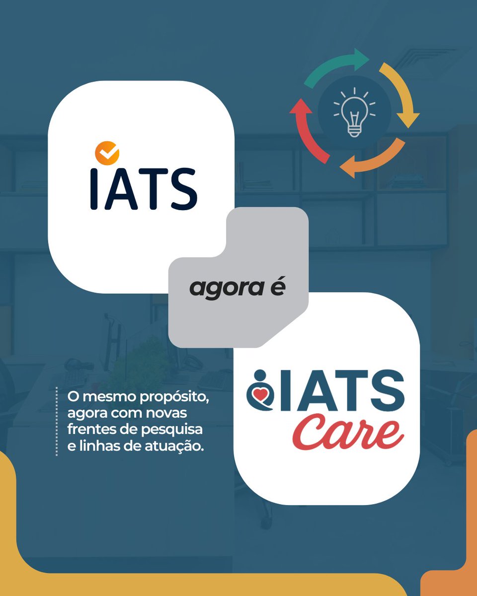 iatsaude's tweet photo. O IATS agora é IATS CARE!

Iniciamos uma nova fase como Instituto para Avaliação e Translação em Saúde para Doenças Crônicas e Negligenciadas de Alta Relevância, com novas linhas de pesquisa, identidade visual e o mesmo compromisso com a ciência e a inovação em saúde. https://t.co/2ZVDxNRF7s
