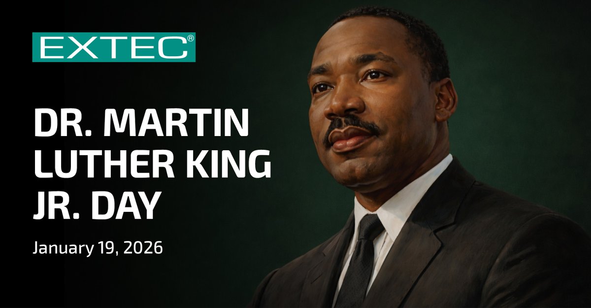 ExtecCorp's tweet image. Today we honor the legacy of Dr. Martin Luther King Jr. 

His commitment to integrity, courage, and progress continues to remind us of the importance of service, mutual respect, and doing what’s right, both in our work and our communities. 

#MLKDay #Extec