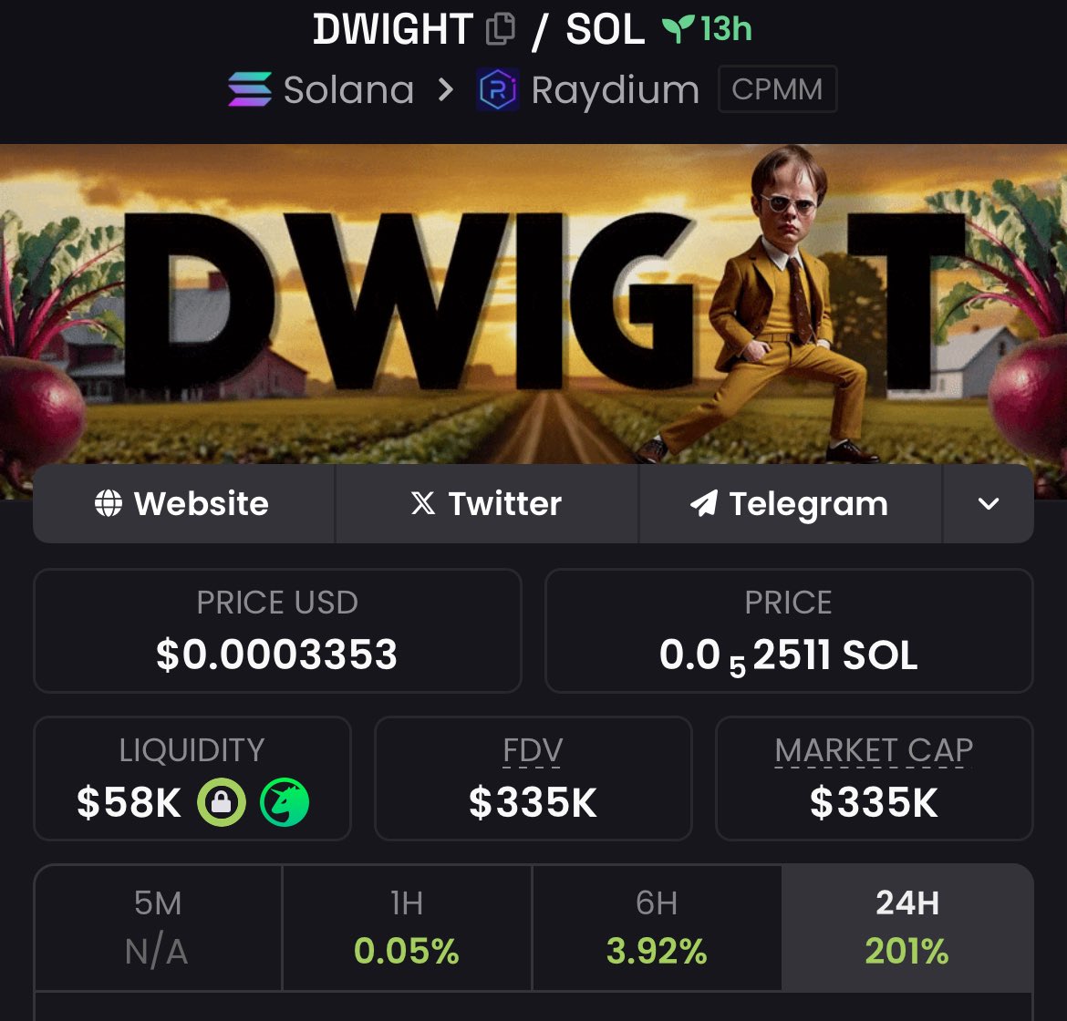 <a href="/JR5_Crypto/">JR5</a> Facts. A lot of runners are rugs right now.

That’s why $DWIGHT stands out. 🫜🫜
Beets. Loyalty. Survival instincts.
Absolute Schrute-core on Solana. transparent and community-first.
If you get it, you’re already in.

dexscreener.com/solana/6fVepnF…
dwightmeme.xyz
Move smart