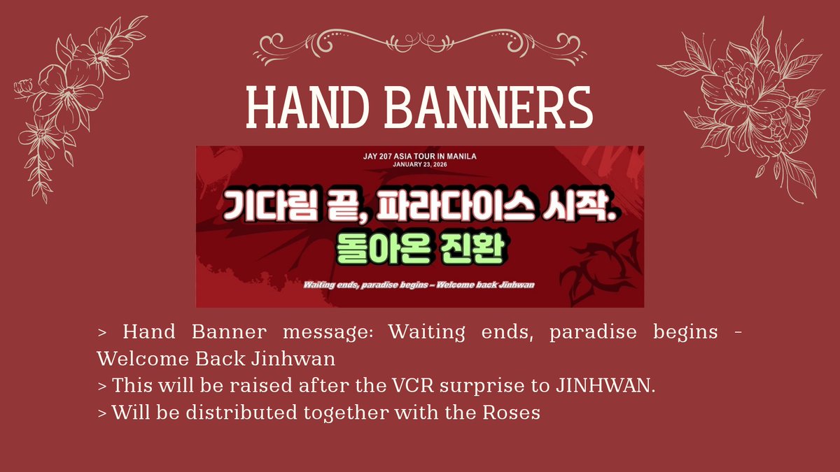 940207com's tweet image. Proj 3 - Hand Banner

* Banner message: 

Waiting ends, Paradise Begins - Welcome Back JINHWAN