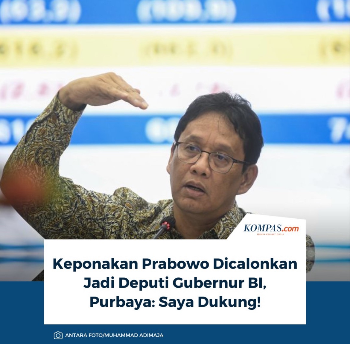 Menteri Keuangan (Menkeu) Purbaya Yudhi Sadewa, mengaku mendukung Thomas Djiwandono menjadi Deputi Gubernur Bank Indonesia (BI).

Baca di sini: money.kompas.com/read/2026/01/1…

~AA #Prabowo #Purbaya #BankIndonesia