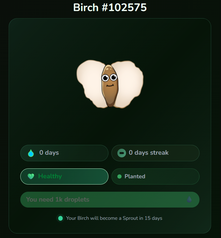 HABIBI124142's tweet photo. Just planted my SEED on @APTreeio today. 😁
Your Birch will become a Sprout in 15 Days 🌱
Join me and claim your 1st SEED for free now:
👉 https://t.co/8Lo8TfGCoC
#Aptree #APTOS #Birch #Sprout #soon https://t.co/jzgk1BCZox
