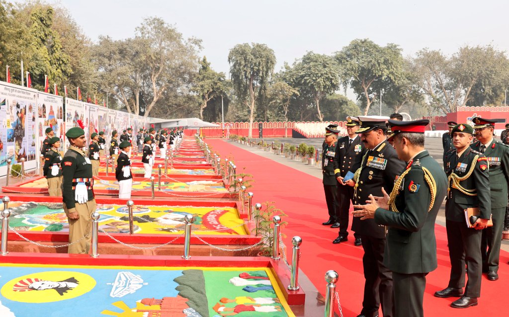 indiannavy's tweet image. Adm Dinesh K Tripathi, #CNS, visited the National Cadet Corps Republic Day Camp 2026 and reviewed an impressive NCC Parade and band performance at the Cariappa Parade Ground, New Delhi on #19Jan 26.

During the walk around, #NCC cadets briefed #CNS on the rich culture, history,