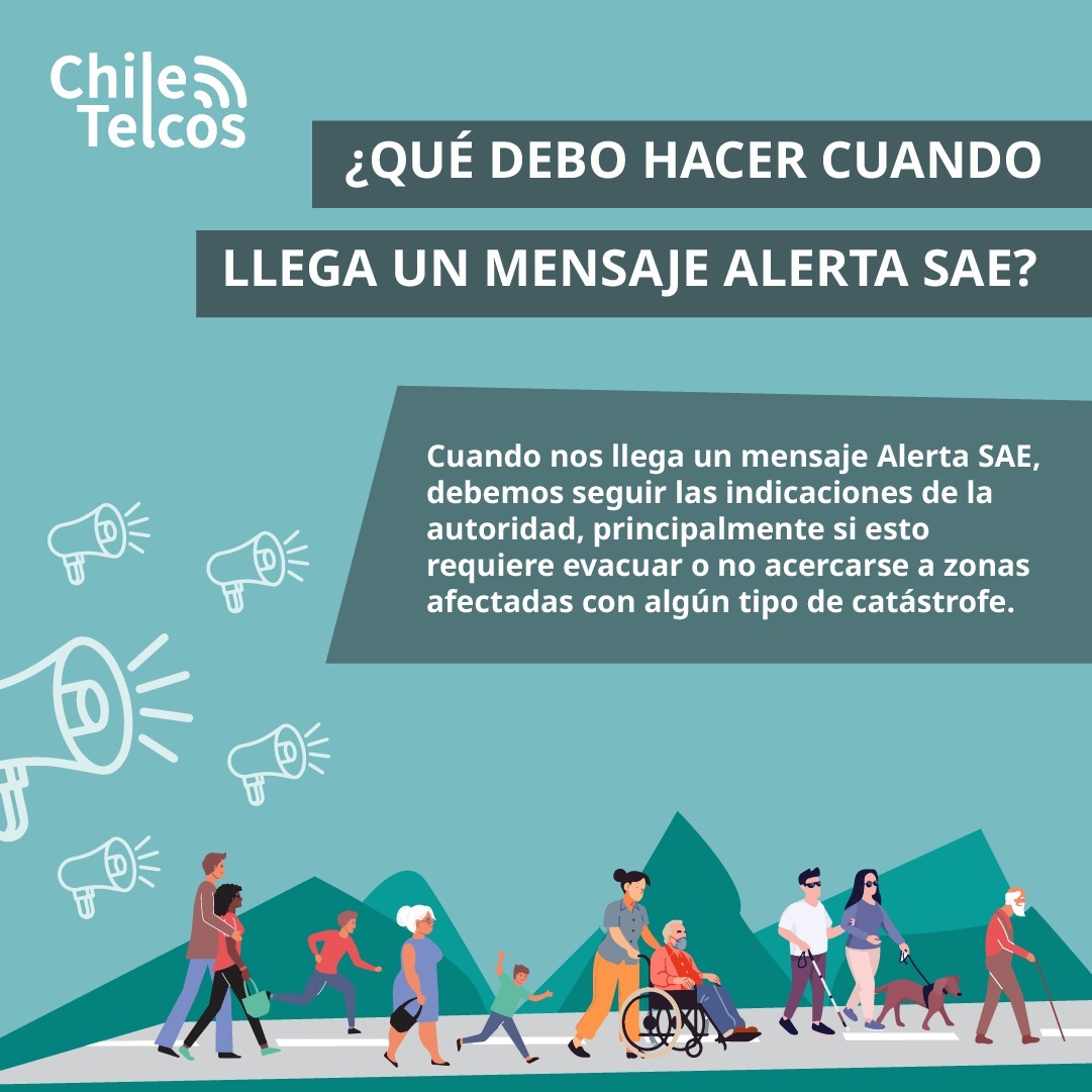⚠️ Recuerda:

Si recibes un mensaje de Alerta SAE, que es enviado por SERNAPRED, evacúa de forma inmediata y sigue las indicaciones de las autoridades. 

#LasTelecomunicacionesSalvanVidas