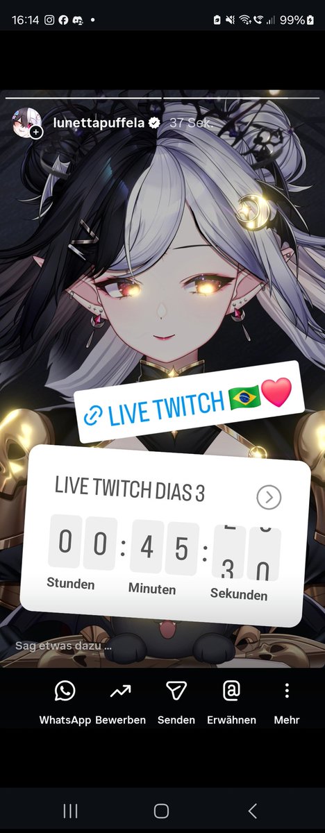 Live twitch 
twitch.tv/lunettapuffela