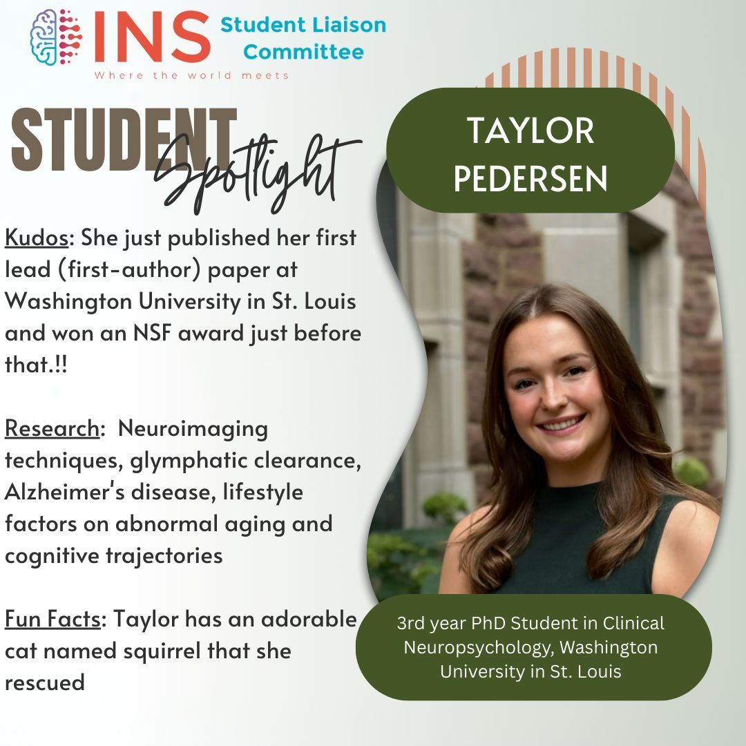 ins_slc's tweet photo. #INSstudentspotlight Up next, we have Taylor Pedersen, a 3rd year student at Washington University! She won an NFS award and published her first first-author paper!
CONGRATS, Taylor!! https://t.co/ZVBueNjx8D