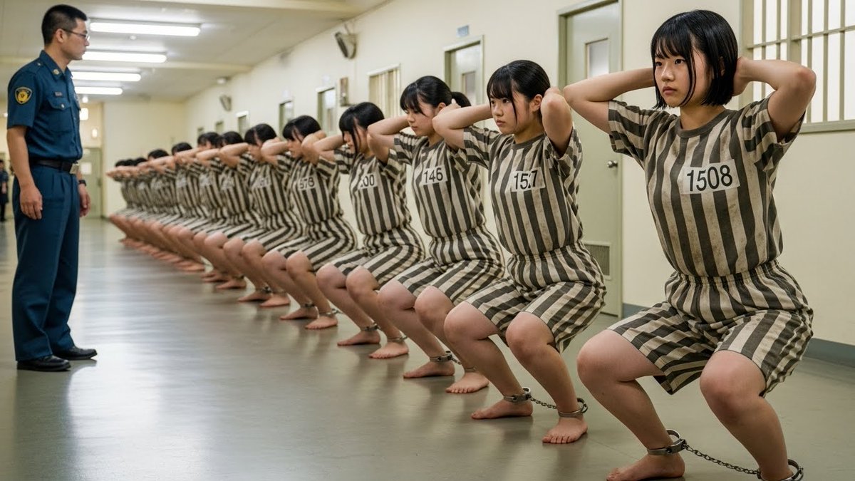 AiPrison's tweet photo. 「ほら、もっと腰を降ろせー！。そんなんじゃあ大人��なってからまともに強制労働ができないぞ。お前たちも後1年したら大人と一緒の刑務所に送られるんだからなー」 https://t.co/oiO0Z4aQHb