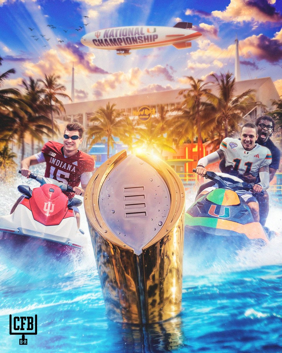 BleacherReport's tweet image. INDIANA VS. MIAMI. A NATIONAL CHAMPIONSHIP ON THE LINE 🏆

Who will win the race to the Natty? 🏁🔥 @BR_CFB