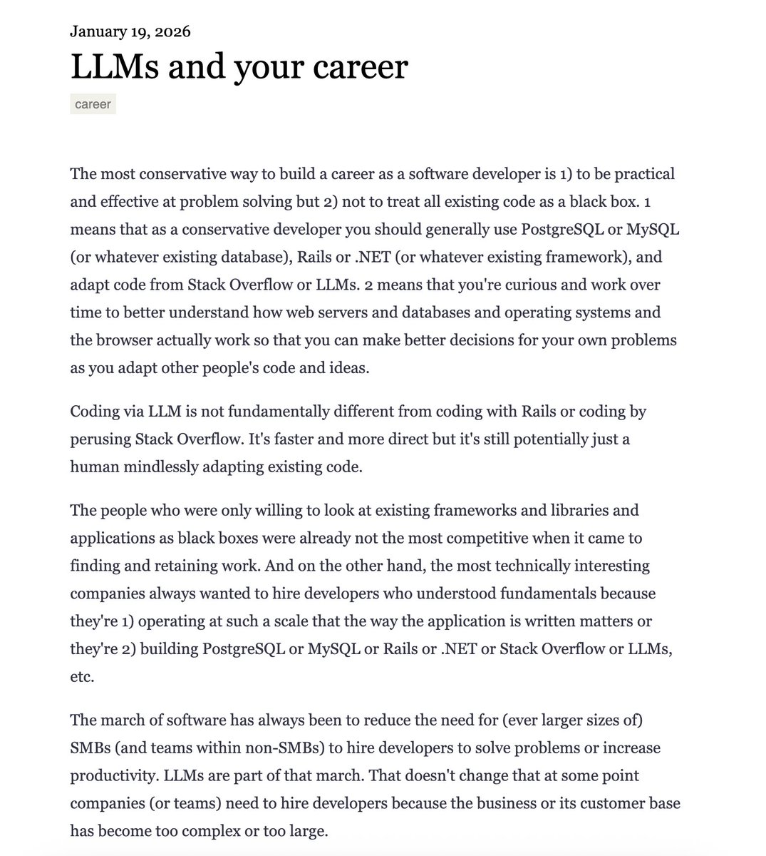 eatonphil's tweet photo. LLMs and your career https://t.co/lxu1HLF2LC