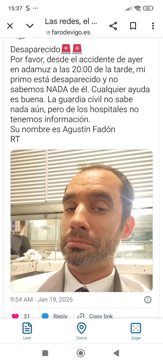 eri004567's tweet photo. MÁXIMA DIFUSIÓN, él es Agustín Fadón, trabajador de los servicios de tripulación, compañero de mi madre y mi tío, además de conocido. No se sabe NADA de él desde ayer las 20:00h, viajaba en el Alvia accidentado en Adamuz.
Cualquier información es bienvenida.
#Renfe #Adamuz #Adif https://t.co/xfc9LTHhRI