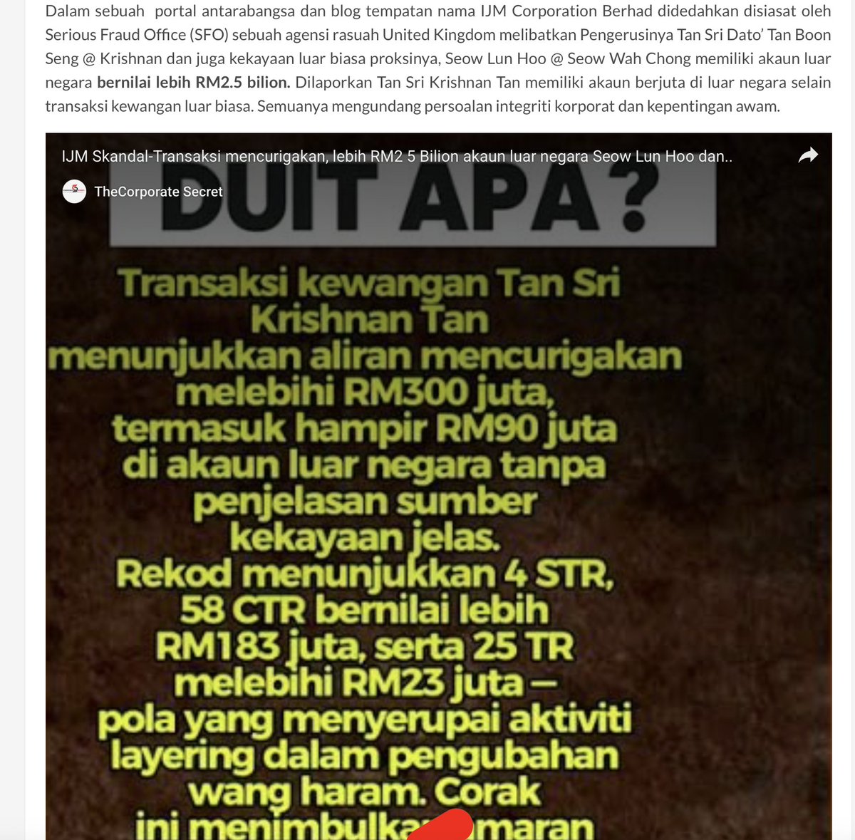 FreeMsian's tweet image. IJM Scandal was brought to our attention by Corporate Secret Malaysia some months ago.
