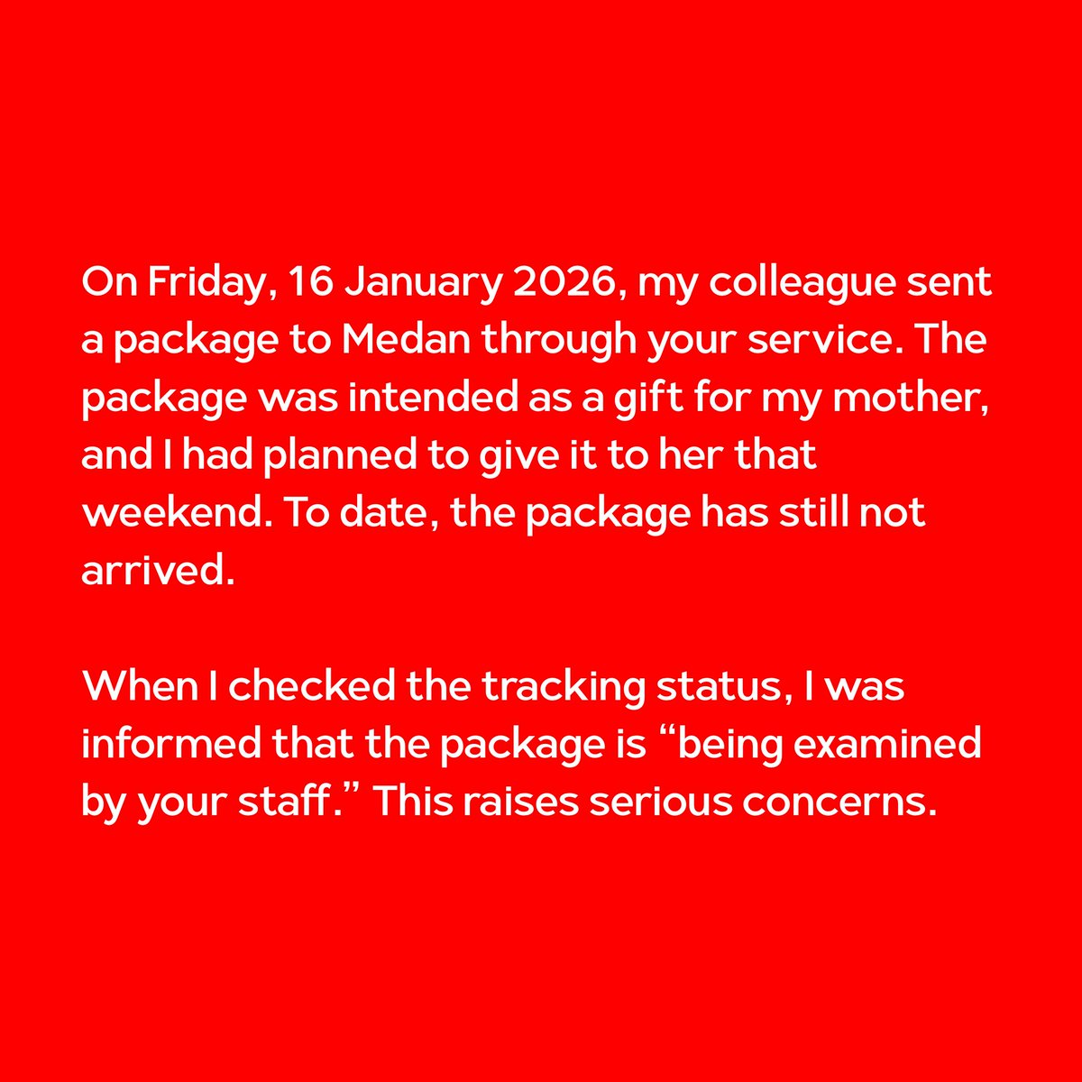 ikanatassa's tweet photo. Dear Robin Lo, the CEO of @jntexpressid 

The failure of your company stands as a clear reflection of the deeply inadequate quality of your leadership. https://t.co/4xT7QgsoEJ