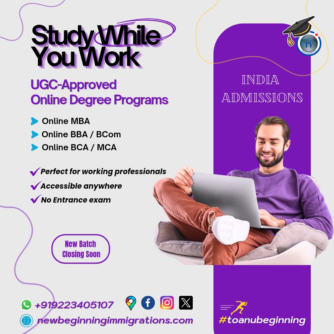NImmigrations's tweet photo. At NBI, we bring u "India Online Degree Programs"
Ideal Scenarios 4 Online Admission:
- Working Professionals
- Candidate opting for 2 parallel degrees
- Candidate doing entrance/competitive exams preparation
- Geographical barriers
Connect 4
#onlineadmissions
#toanubeginning https://t.co/oRId6T0gIt