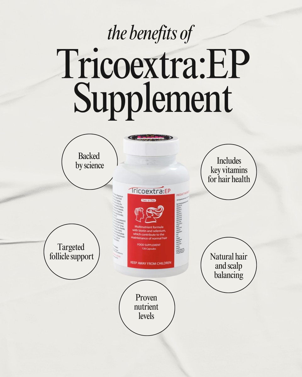 HPIHair's tweet photo. Formulated by Eva Proudman FIT IAT, Tricoextra is a multi-nutrient supplement created to help maintain healthy hair from within. 
Grab your bottle today at https://t.co/mfSAKxDq04 https://t.co/BomRmEYyUC