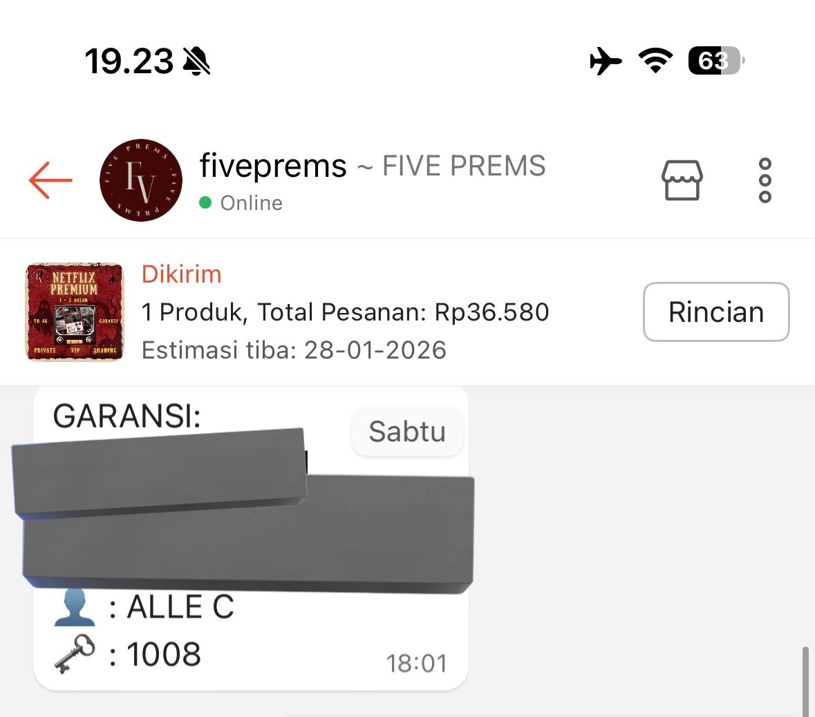 alleveria's tweet image. Help RT‼️Spill kang resell netflix, aku nggak tau nomor wa dia yang mana tapi ada akun shopee nya ( @.fiveprems ). 

Tolong bantu report akun shopeenya ya guys, biar nggak makin banyak yang kena, buktinya aku taruh di komentar. Mungkin ada akun kalian yang kena juga

#zonauang