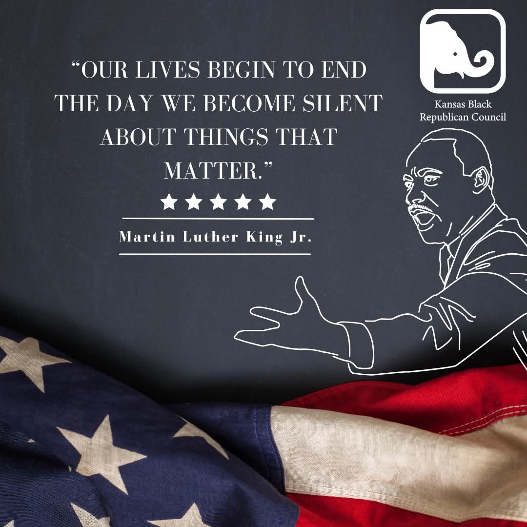 KSBlackGOP's tweet photo. Today, we honor the life and legacy of Dr. Martin Luther King Jr. His call to judge one another by character, to uphold human dignity, and to live with moral courage remains timeless. #ksleg #MLKDay https://t.co/qI0eBk7yWE