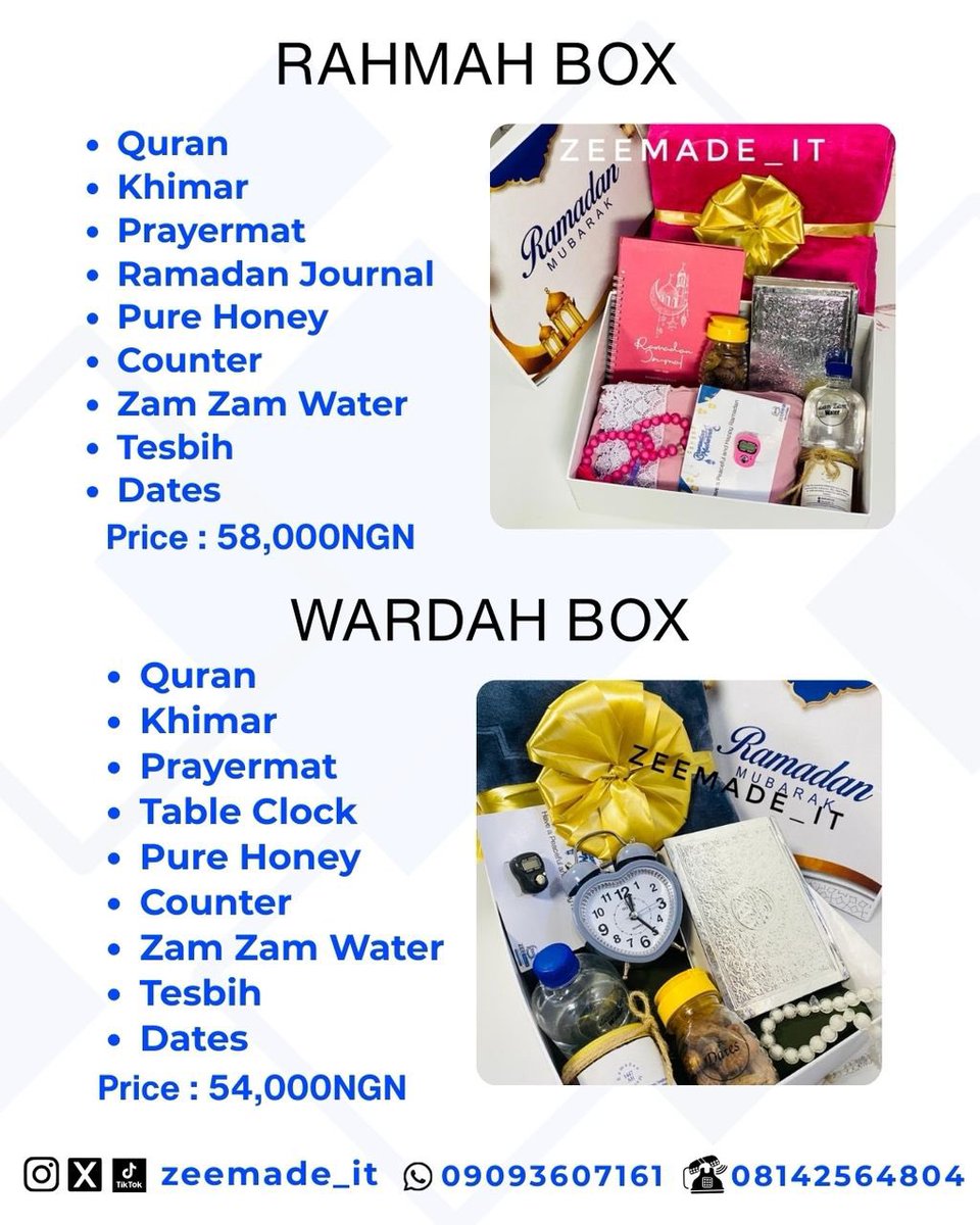 zeemade_it's tweet image. Please RETWEET.🙏🧎‍♂️

Zad Al Sa’im is live, Habibtyyyyy.💙🌙
A provision for the one who fasts.
Thoughtfully curated packages designed to accompany you on your Ramadan journey, offering meaningful items that nurture faith, intention, and reflection throughout the blessed month.