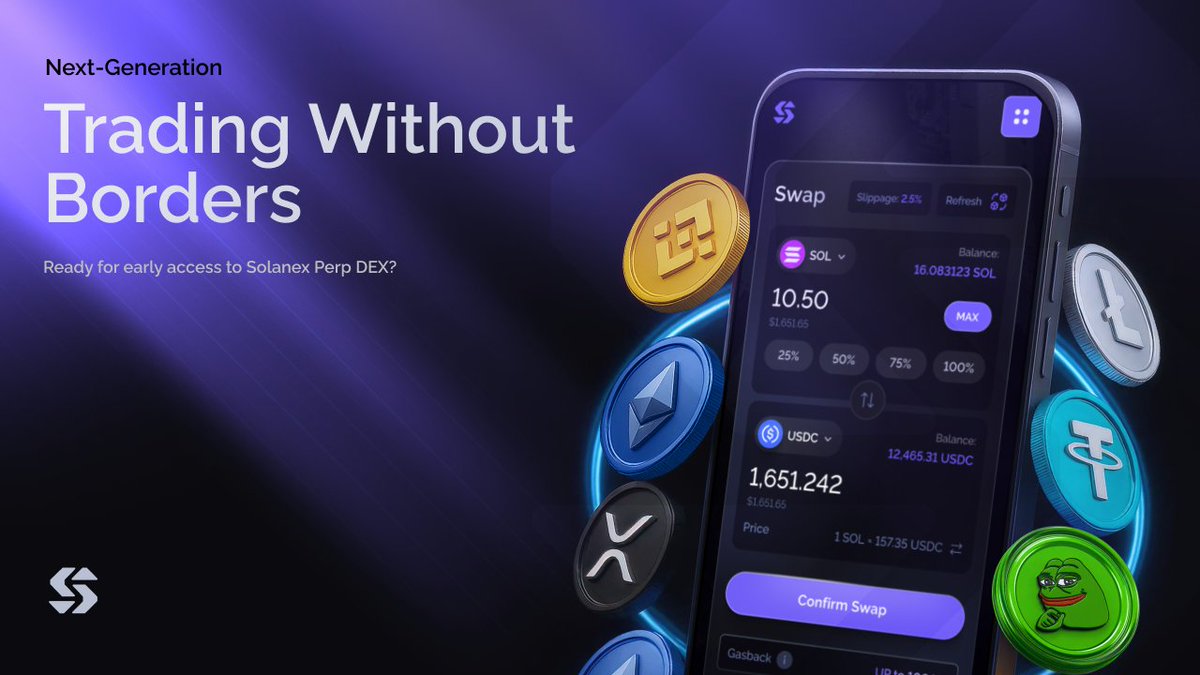 📱 One simple app. Zero headaches. Seamless trading. Crypto transactions  and token swaps right on your mobile device. Trading without borders. It  starts with $SOLDEX. Ready for early access to Solanex Perp