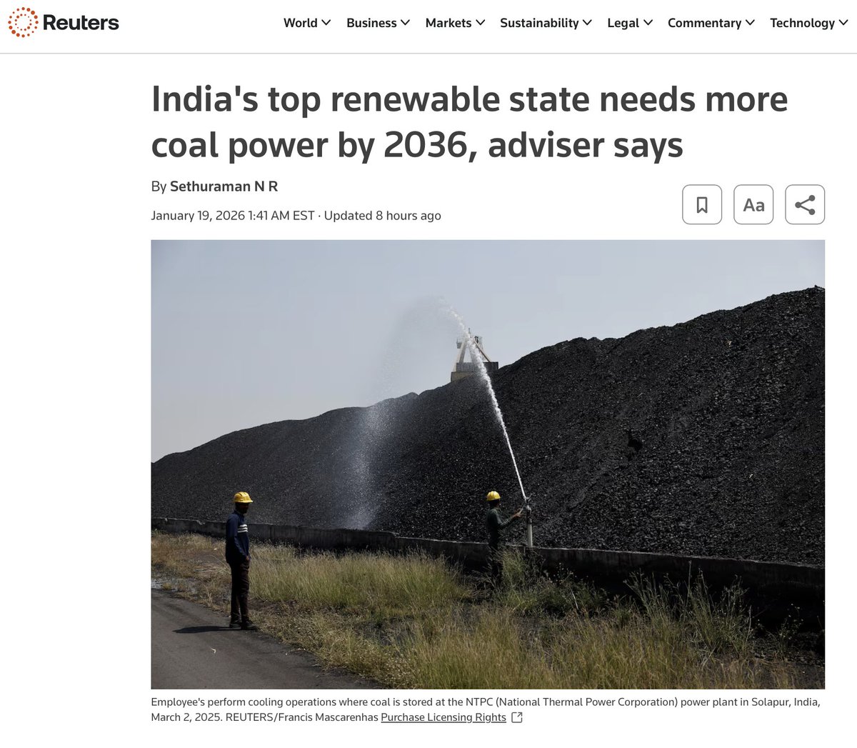 JunkScience's tweet image. Solar-powered India myth busted: Much more coal power on the way: 

"Rajasthan will need 4,400 megawatts of new coal-fired power capacity by 2036 to meet rising electricity demand despite India's top renewable energy–producing state adding more clean energy as it retires some…