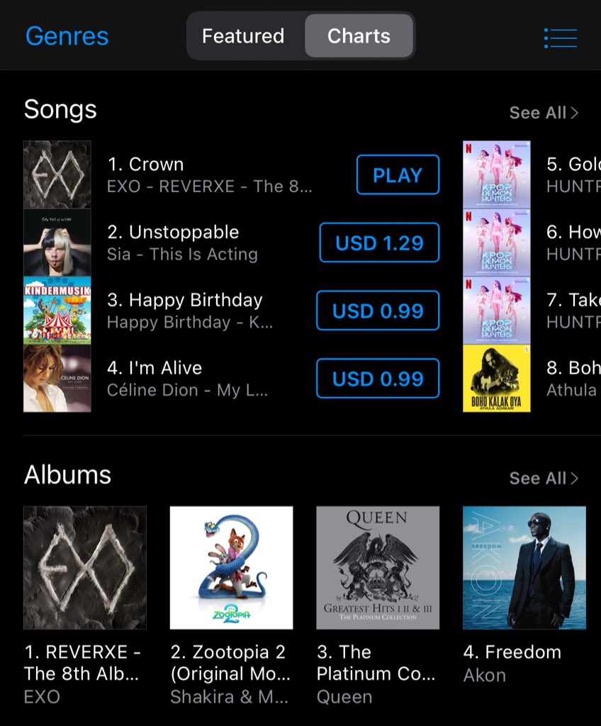 slexolunion's tweet photo. iTunes Sri Lanka 🇱🇰 

iTunes Song chart 

#1 - Crown 

iTunes album chart 

#1 - Reverxe https://t.co/MsVkKfY0o1