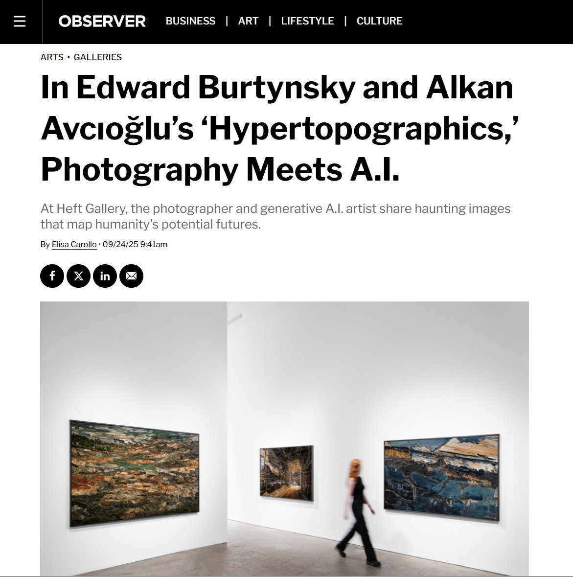 EvergreenDazed's tweet photo. 2025 RECAP 🧵

Looking back, this year has felt like a dream. So many things came together, and my work found its way into places I once only imagined.

• My work Liquid Modernity was exhibited and auctioned at Christie’s, as part of their inaugural AI art auction.

• I won Claire Silver’s AI Contest with my work Dromological.

• I collaborated with world-renowned photographer Edward Burtynsky, one of the most influential artists of our time. We presented a solo exhibition of our Hypertopographics series at Heft Gallery, New York, later shown at Contemporary Istanbul and lastly at Paris Photo.

• My work is featured in Dopamine at Le Cube Garges, Paris. A major institutional exhibition running until July 18, 2026, presented as part of Némo Biennale 2025, the International Biennale of Digital Arts.

• Work from my previous collections continued to be exhibited internationally, from Shanghai to New York’s Times Square, my work was featured in many exhibitions across galleries and public spaces.

• A defining chapter of the year was my AI generated feature documentary film Post Truth:

- It became the first AI feature film in cinema history to secure a theatrical release. The theatrical deal was reported by Deadline Hollywood.

- The film had its international premiere at Warsaw Film Festival, one of the only 14 A-list festivals in the world accredited by FIAPF. Variety announced the international debut.

- The film subsequently screened at long-established festivals, including the 66th Festival dei Popoli, the oldest documentary festival in Europe, and the 62nd International Antalya Golden Orange Film Festival, the longest-running festival in Turkey.

- It received overwhelmingly positive reviews from professional critics in Turkey, Poland, and Italy. 

- The film lastly won the Audience Award at FrontDoc International Film Festival.

• This year marked key milestones for our AI production company, Spongeworthy Studio: With Post Truth becoming a theatrically released, critically acclaimed film, while @VikkiBardot's short film Dreamt by Another, screened at over 20 festivals before being acquired by MUBI.

• The soundtrack album of Post Truth was released in December via Tamar Records on vinyl, CD, and digital platforms.

• Much of the year was focused on moving conversations around AI and art beyond online spaces, into wider public and cultural contexts.

• From Paris Photo to international film festivals, I spent much of the year on panels and public discussions, contributing to the conversation around AI and art beyond Web3.

• I was featured in major outlets, from The Observer to CNN Türk, and gave over 25 interviews across print, online, and television.

• A curated image gallery of my work circulated widely across mainstream platforms, including Bored Panda, MSN, and AOL.

• The year included several auctions, highlights including:
– Hypertopographics #1 sold for $18,000 via Heft Gallery, New York.
– Earth Misread sold for $8,100 via Asprey Studio Gallery, London.
– Liquid Modernity sold for $5,040 via Christie’s, New York.

I don’t take any of this lightly. This year raised the bar for what the work demands next.

A key part of this year was seeing my AI-generated work move beyond online spaces and enter real-world galleries, institutions, cinemas, and publications.

My interviews followed a wild path: I started the year talking about AI and photography around the Christie’s exhibition, moved into AI and filmmaking with Post Truth, and ended up discussing AI and music through the soundtrack.

I’m genuinely grateful for every step along the way, and for the seriousness with which all my work has been received.

New exhibitions are confirmed for the coming year, with several new projects set to be released. Major announcements are on the way.

2026 is shaping up to be an exciting one.