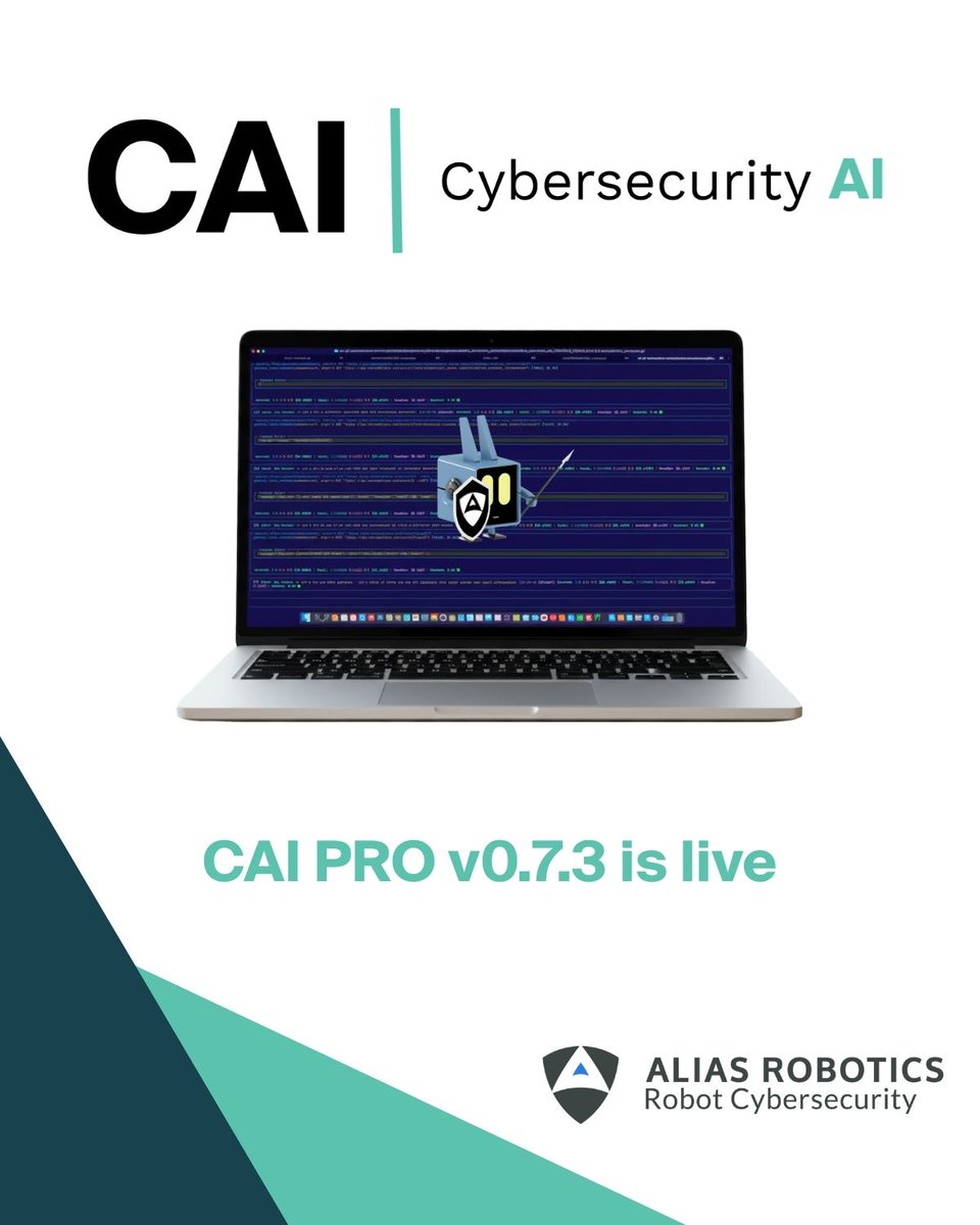 AliasRobotics's tweet photo. 🚀New Release: CAI PRO v0.7.3 – Major leap in sessions, security & UX
Most security solutions sell assessments.
CAI builds security in-house, continuously
Master security in-house with CAI PRO today 👉 https://t.co/TL6pieqc1o
#Cybersecurity #DIYSecurity #InHouseSecurity https://t.co/huPFIEN5uY