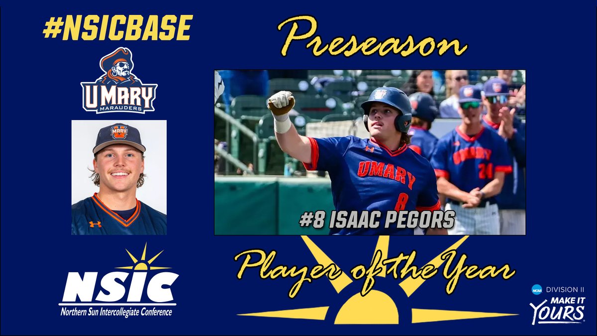 NorthernSunConf's tweet photo. Congrats to @umarysports Isaac Pegors on being named the 2026 #NSICBase Preseason Player of the Year

https://t.co/gUoK2j9Yd1 https://t.co/q7B00L028k