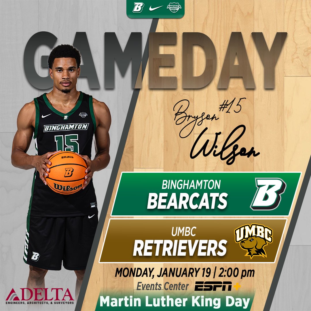 BinghamtonMBB's tweet photo. 𝓖𝓪𝓶𝓮𝓭𝓪𝔂!

🆚 UMBC
📍 Vestal, NY
🏟️ Binghamton University Events Center
⏰ 2:00PM ET
🎟️ https://t.co/cU1RdzN5A9
📺 ESPN+
📻 WNBF (1290 AM &amp; 92.1 FM)
📊 https://t.co/8kCLSeTL5h

#ONEBinghamton https://t.co/uW6V5Fdcd3